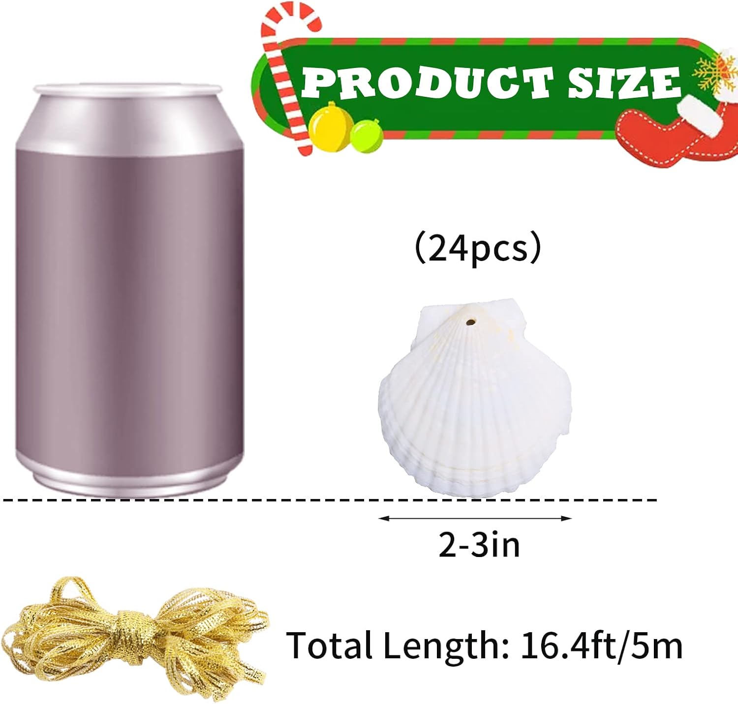 Natural White Seashells Crafting Set 24pcs for Christmas Decor