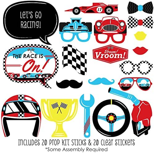 Big Dot of Happiness Lets Go Racing Photo Booth Props Kit 20 Count
