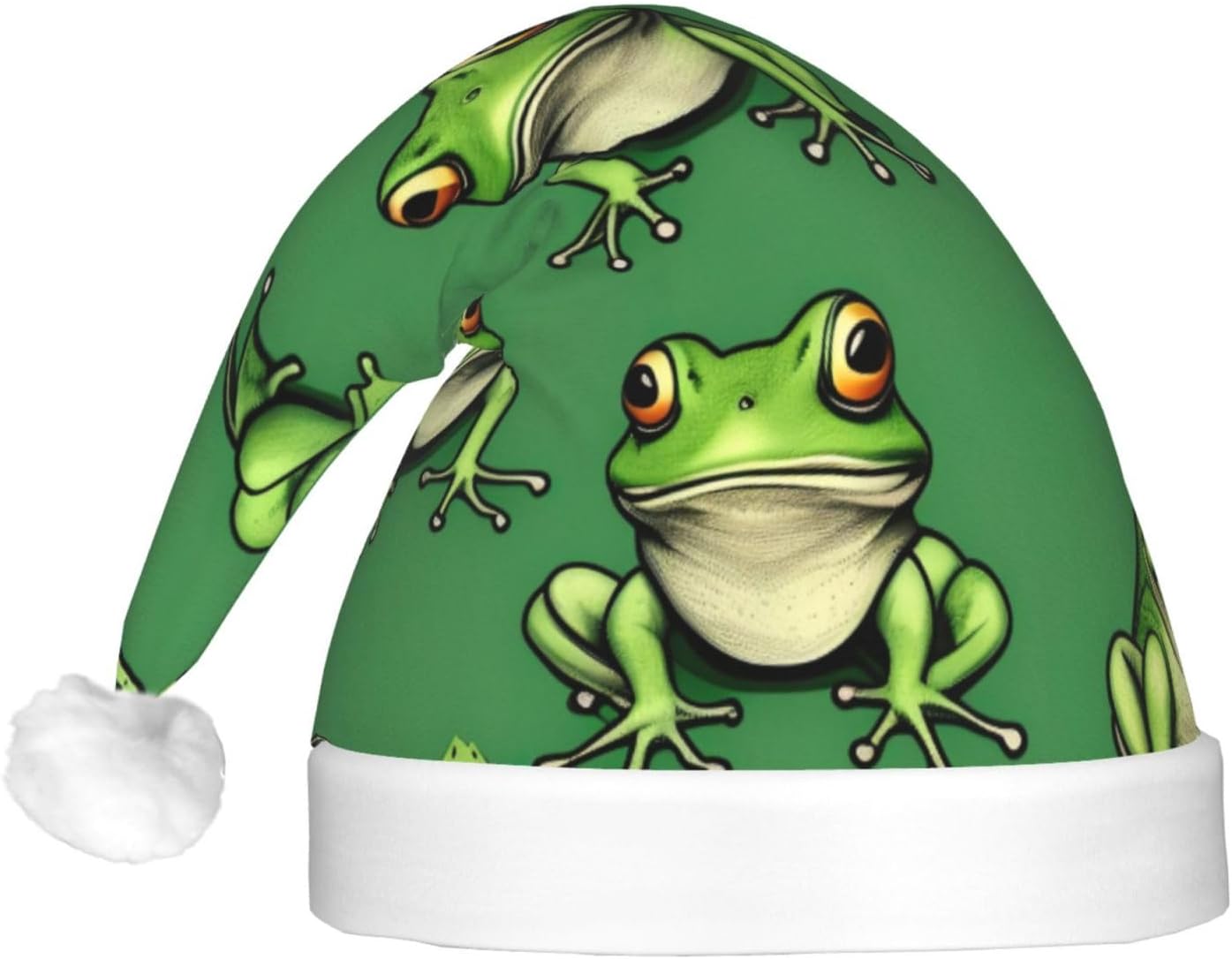 Funny Green Frogs Print LED Santa Hat for Adults Christmas Party Hat