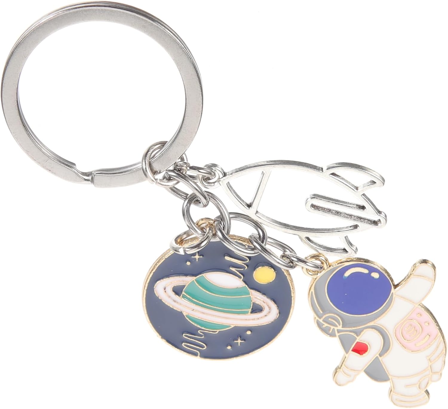 Cartoon Universe Keychain with Astronaut Design for Keys and Backpacks