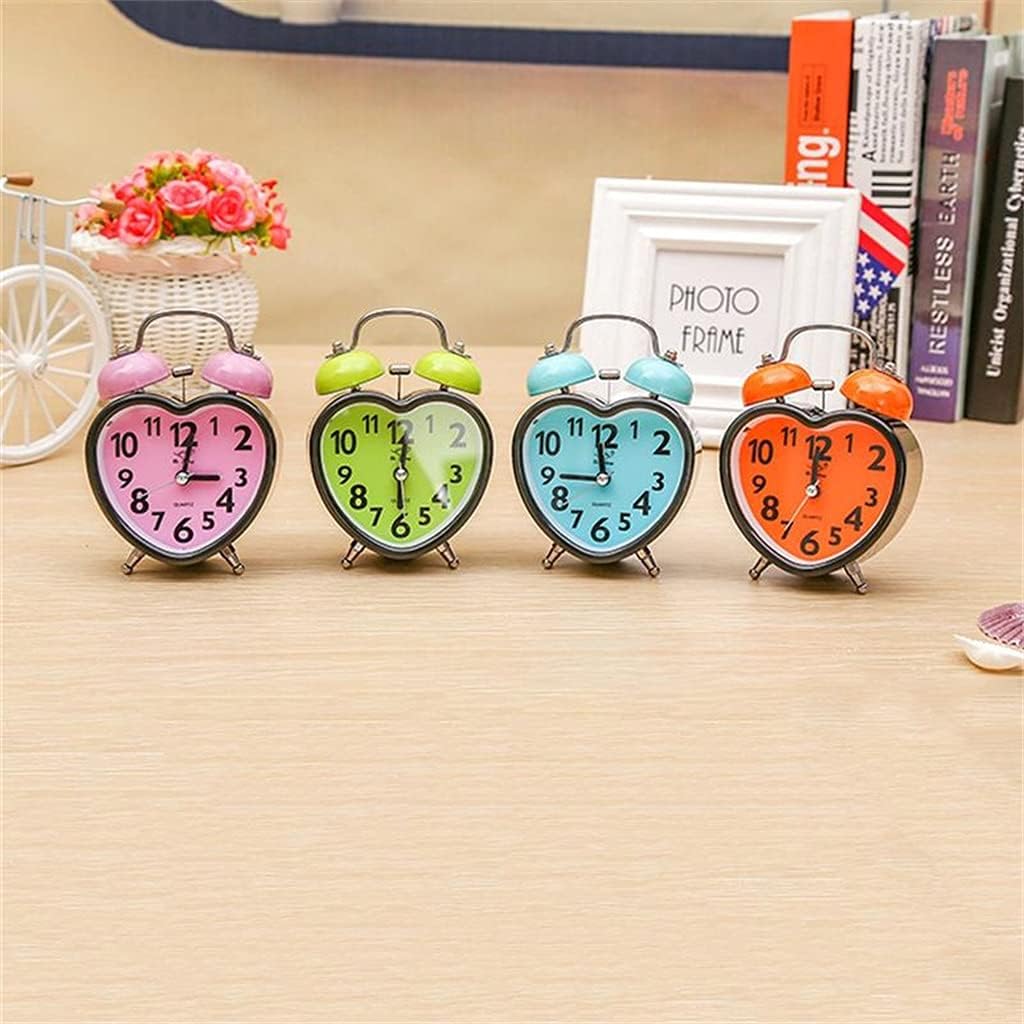 Pink Heart Shape Double Bell Alarm Clock with Nightlight 1