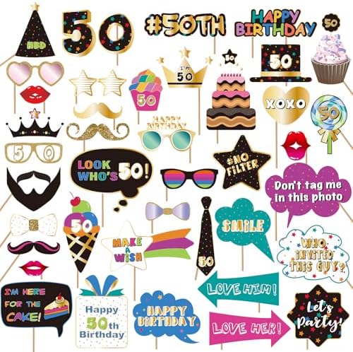 BRT Bearingshui 50th Birthday Photo Booth Props Kit
