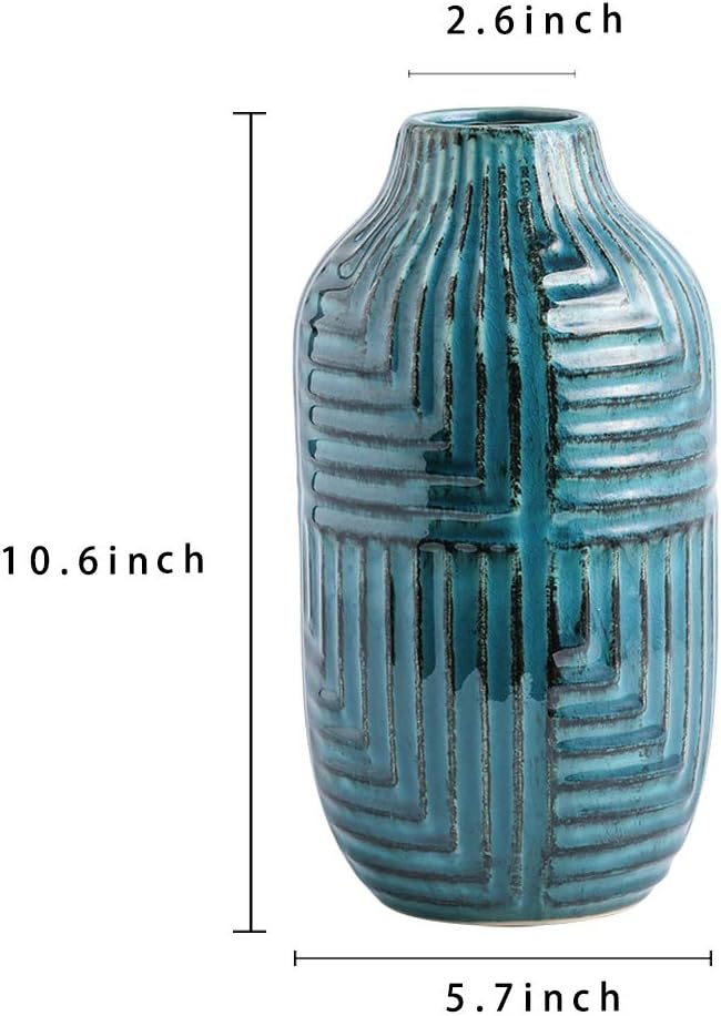 Hjn Ceramic Teal Vase 106 Height Modern Decor