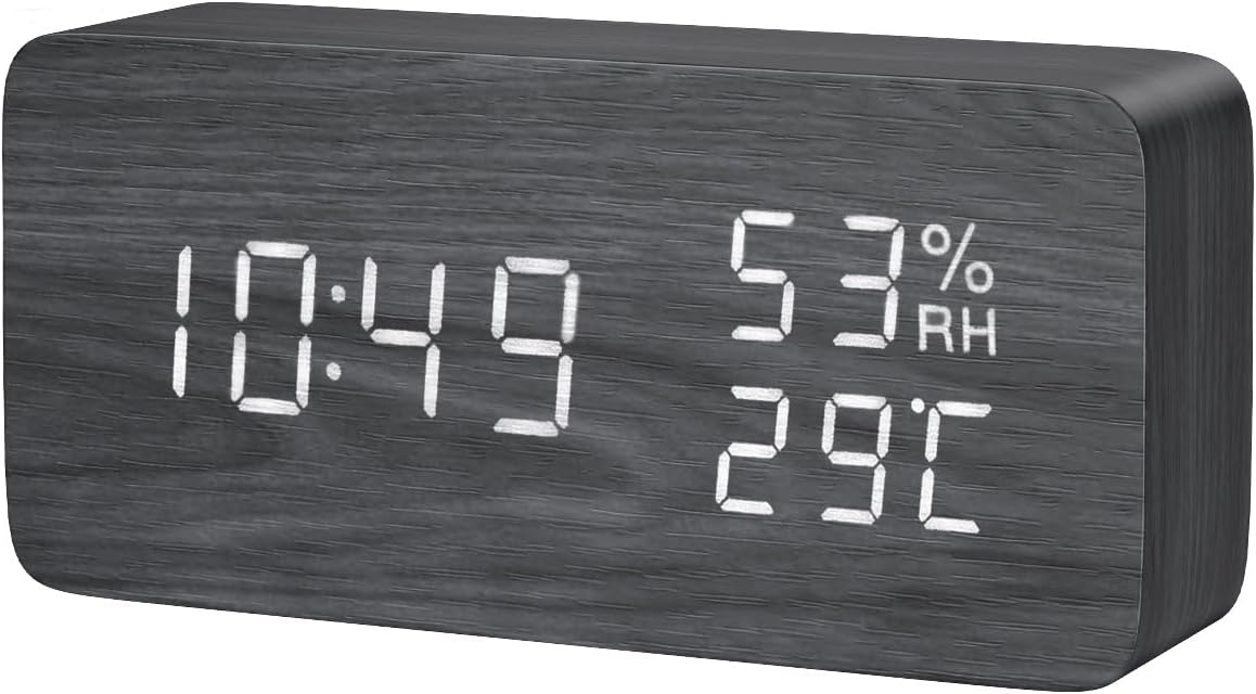 KeeKit Digital Wooden Alarm Clock with Voice Control