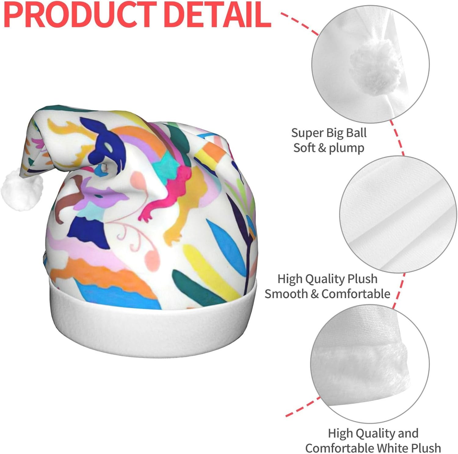 QinZheng LED Santa Hat with Animals Print