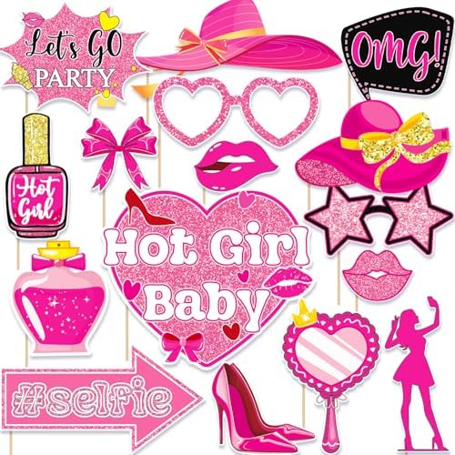Hot Pink Girls Birthday Photo Booth Props
