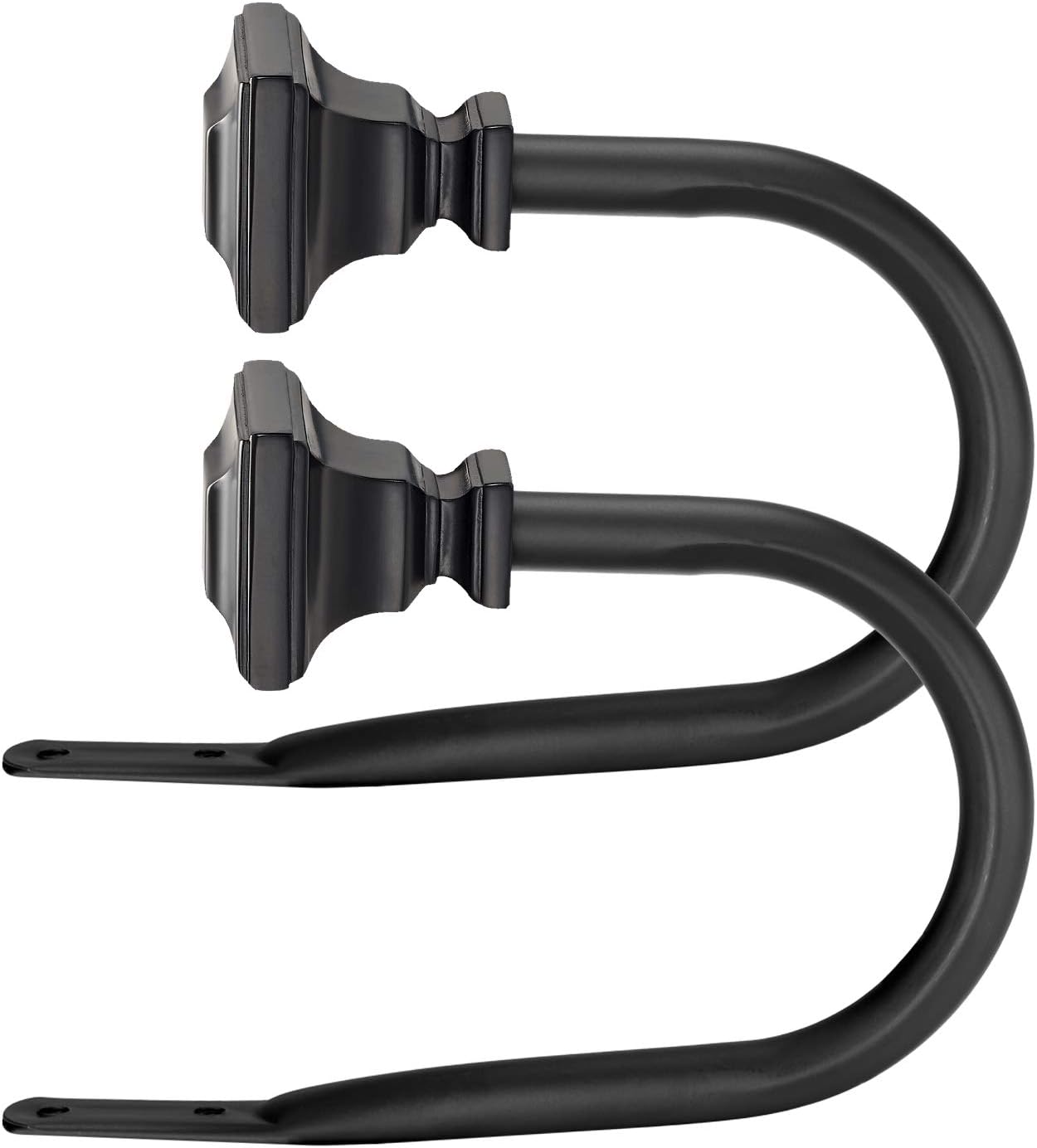 Black Square Finials Curtain Holdbacks - Set of 2