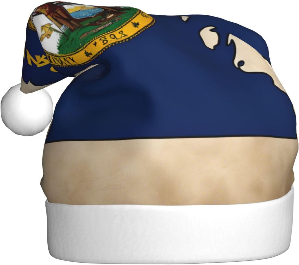 QINZHENG Abstract Minnesota Flag Santa Hat Velvet Plush Christmas Gift for Women