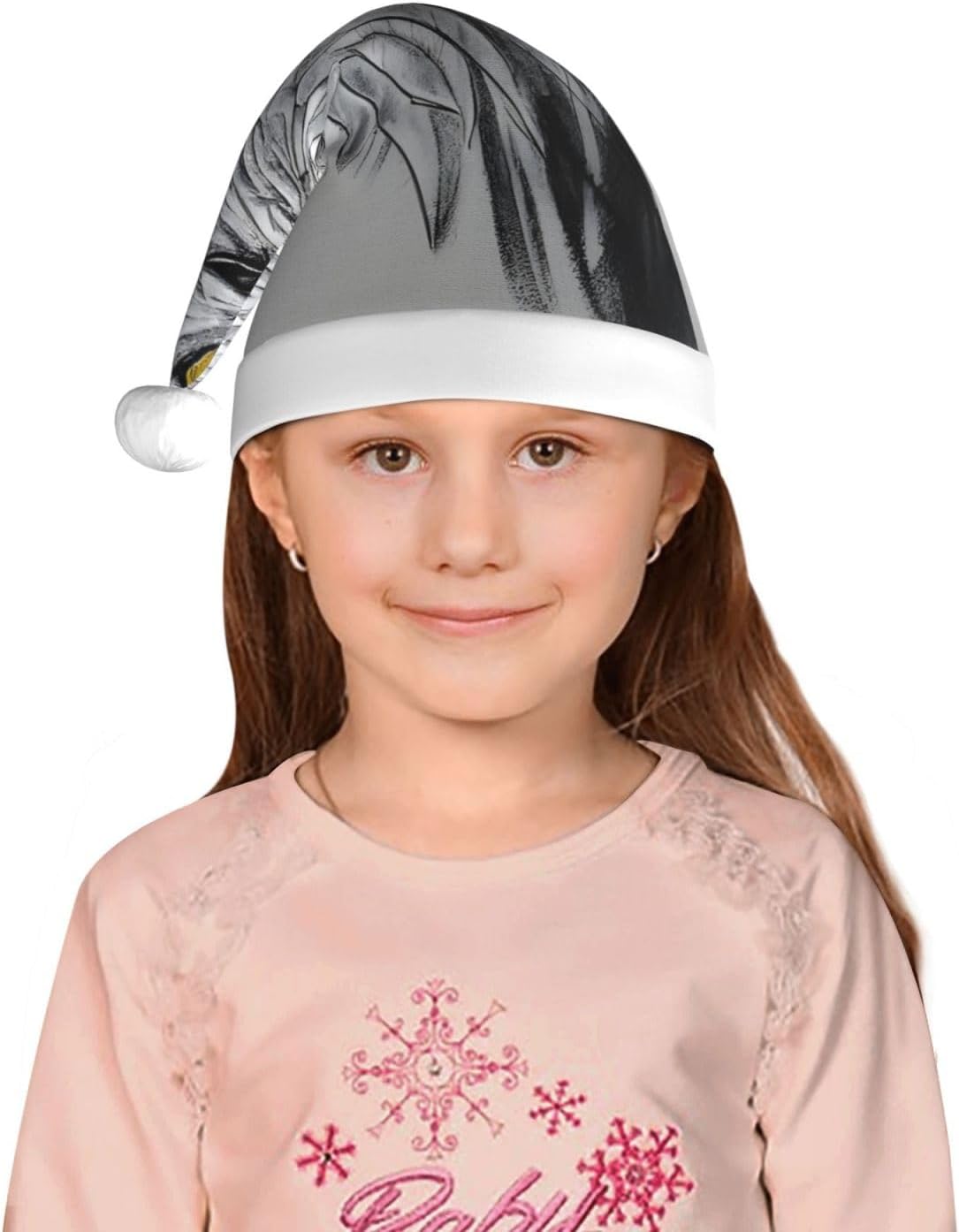 Christmas Hat with Pom-Pom Eagle Print