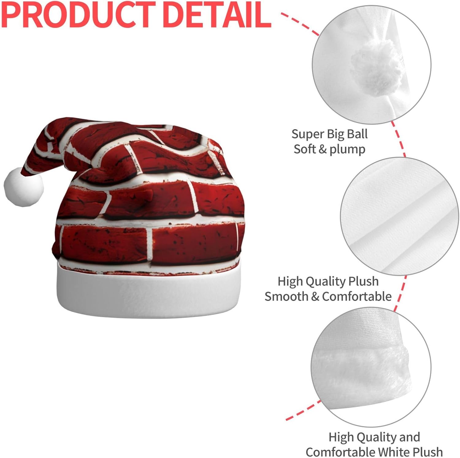 QinZheng Brick Red Santa Hat with Personalized Design