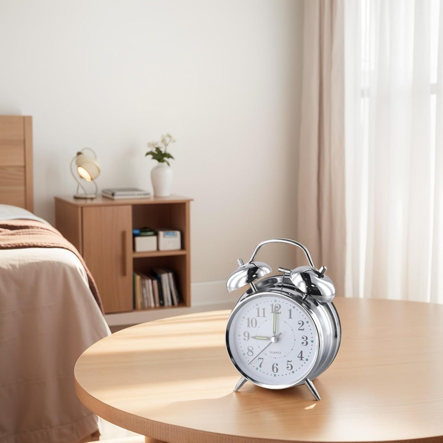 Traditional Double Bell Alarm Clock With Luminous Hands