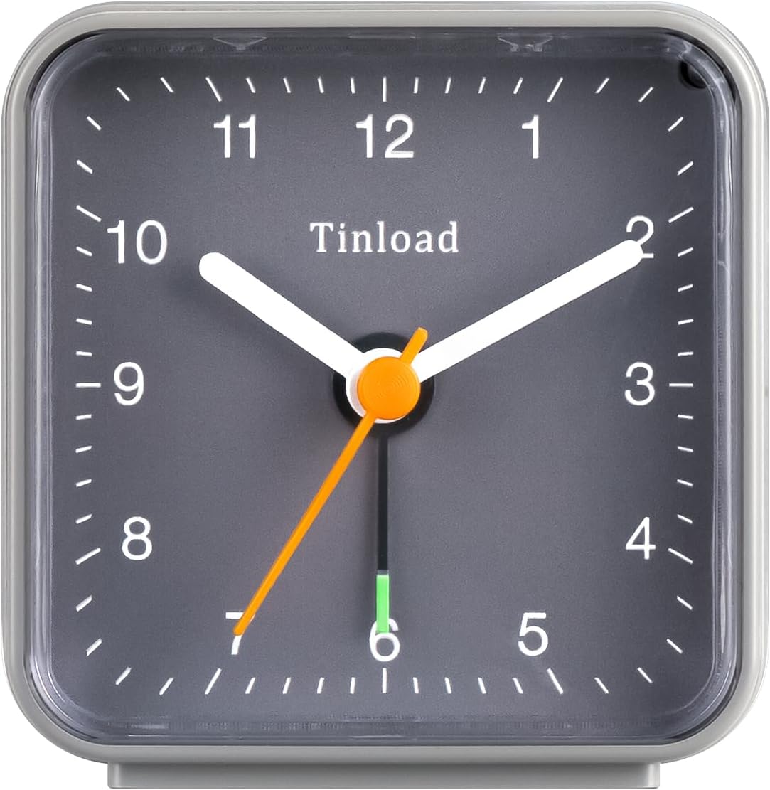 Classic Analogue Travel Alarm Clock with Snooze and Light