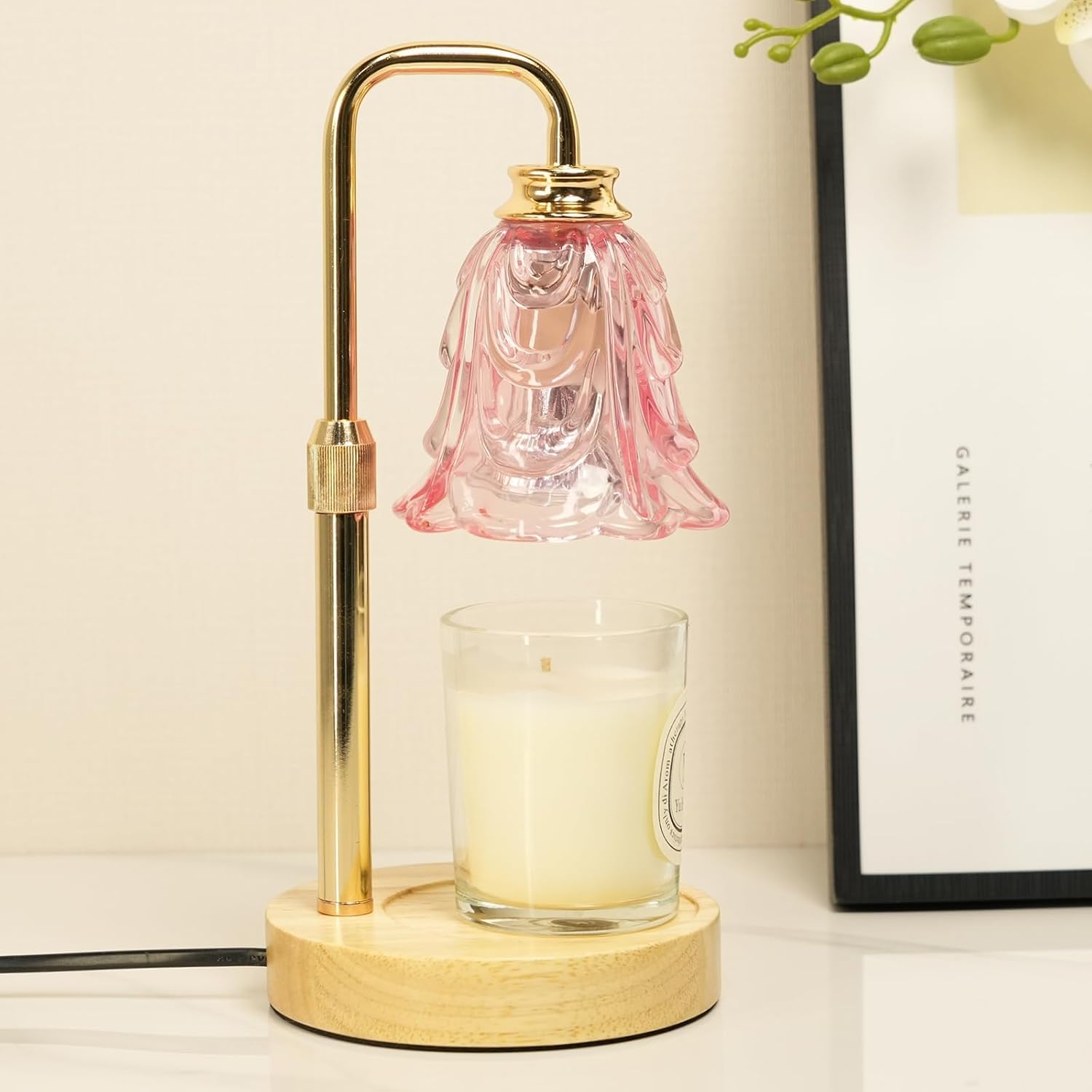 SupBri Candle Warmer Lamp with Timer and Dimmer Adjustable Height Pink Design