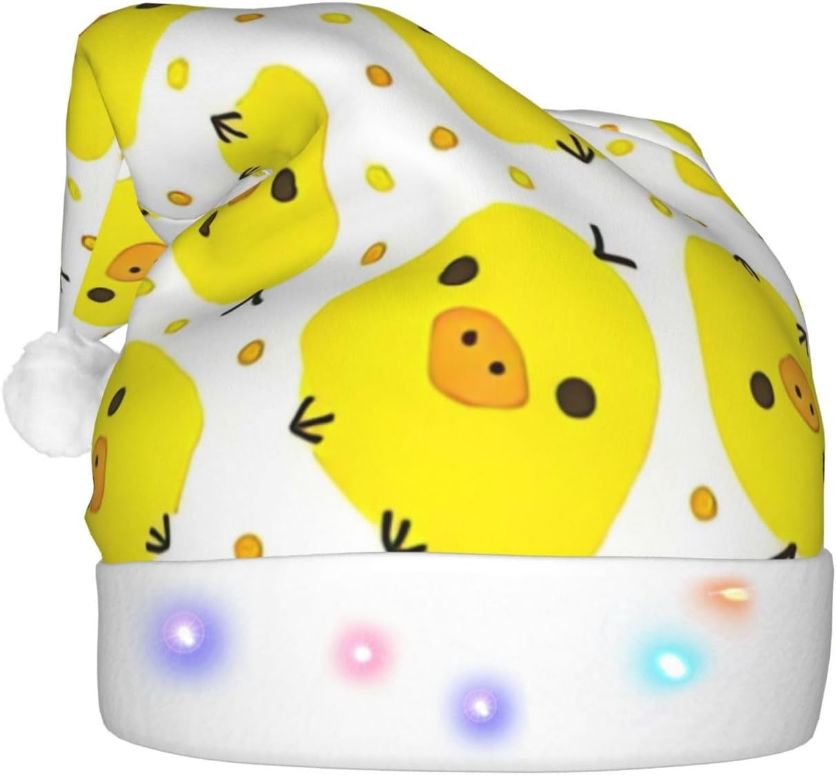 QINZHENG Yellow Chicken Santa Hat with LED Lights