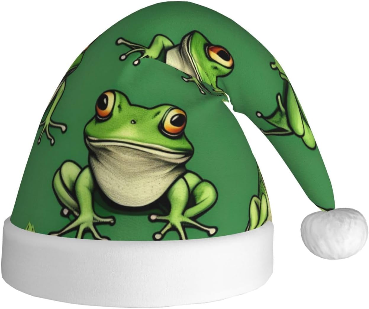 Funny Green Frogs Santa Hat Personalized Christmas Headwear for Women