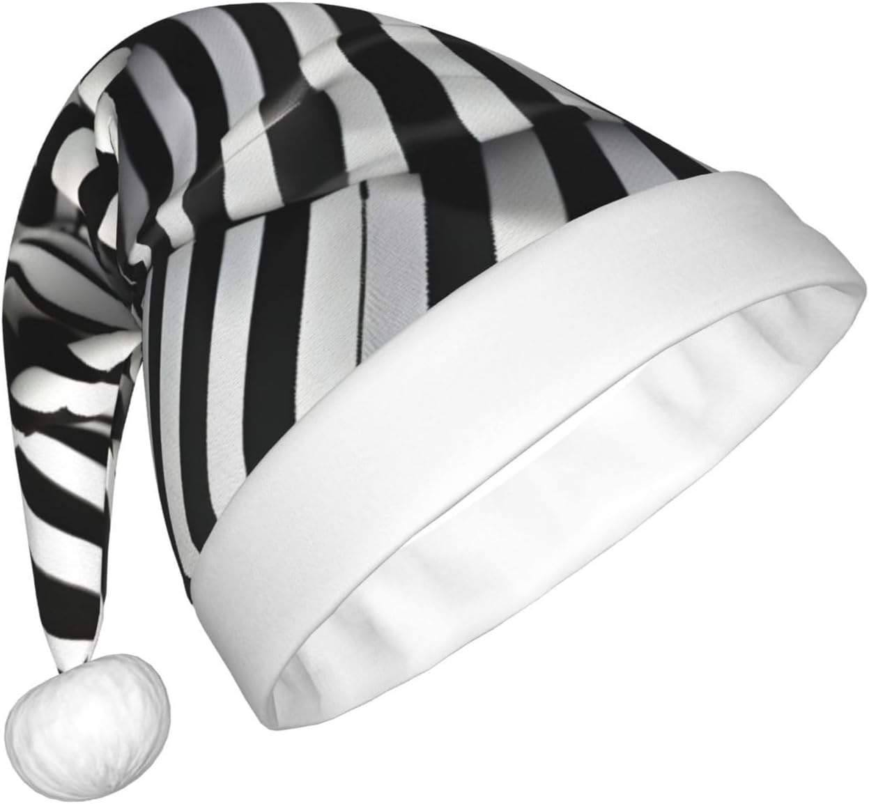 QINZHENG Zebra Print Santa Hat Personalized Velvet Plush Christmas Headwear