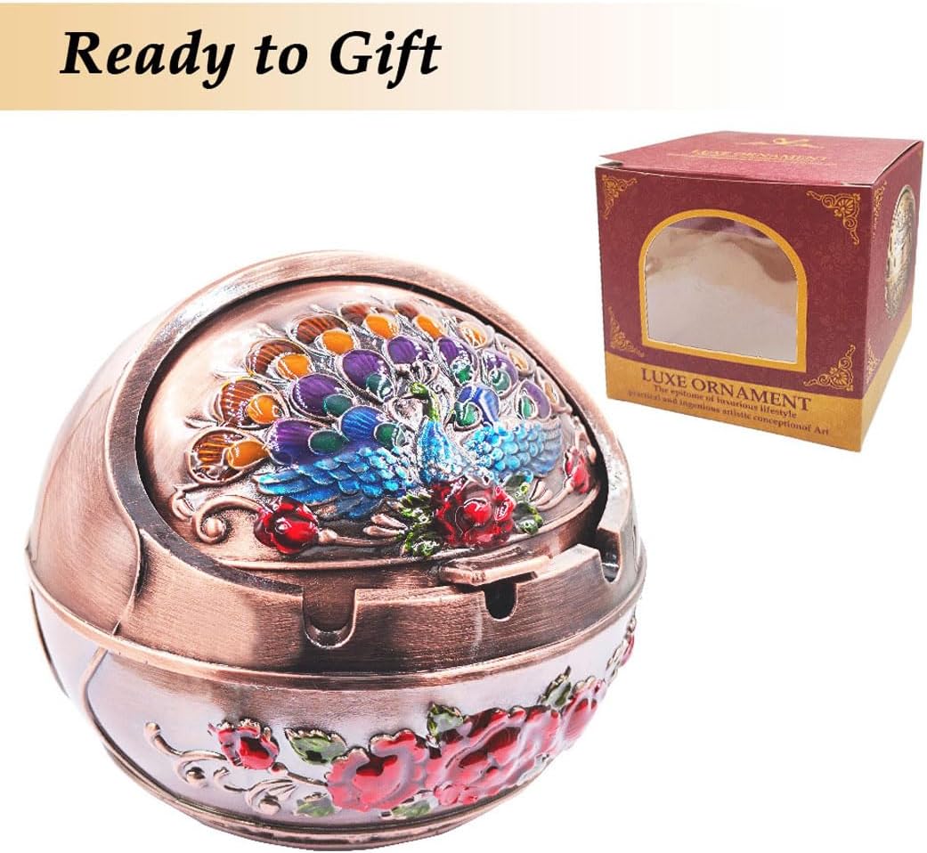 Hourwof Smokeless Ashtray with Lid Copper
