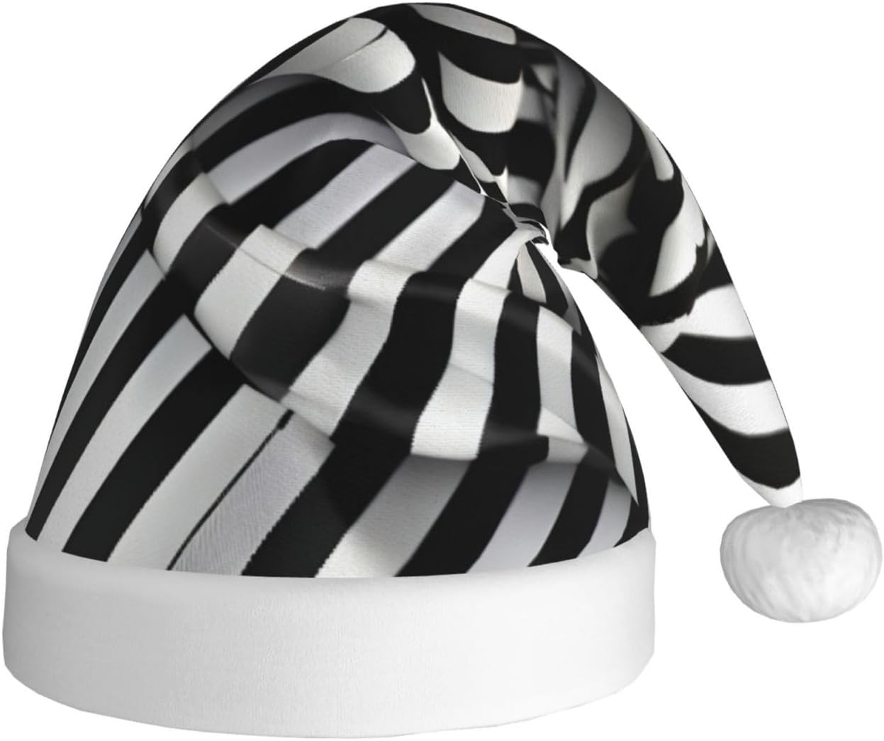 QINZHENG Zebra Print Santa Hat Personalized Velvet Plush Christmas Headwear
