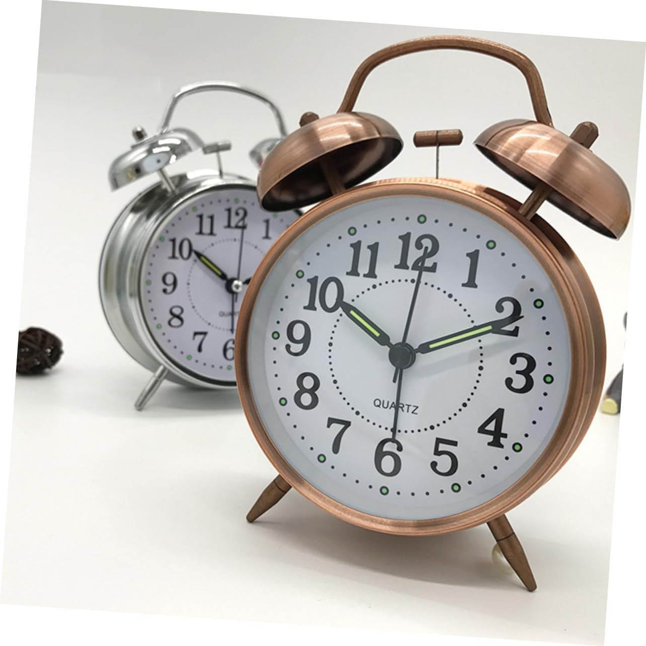 Holidanna Metal Double Bells Alarm Clock with Nightlight