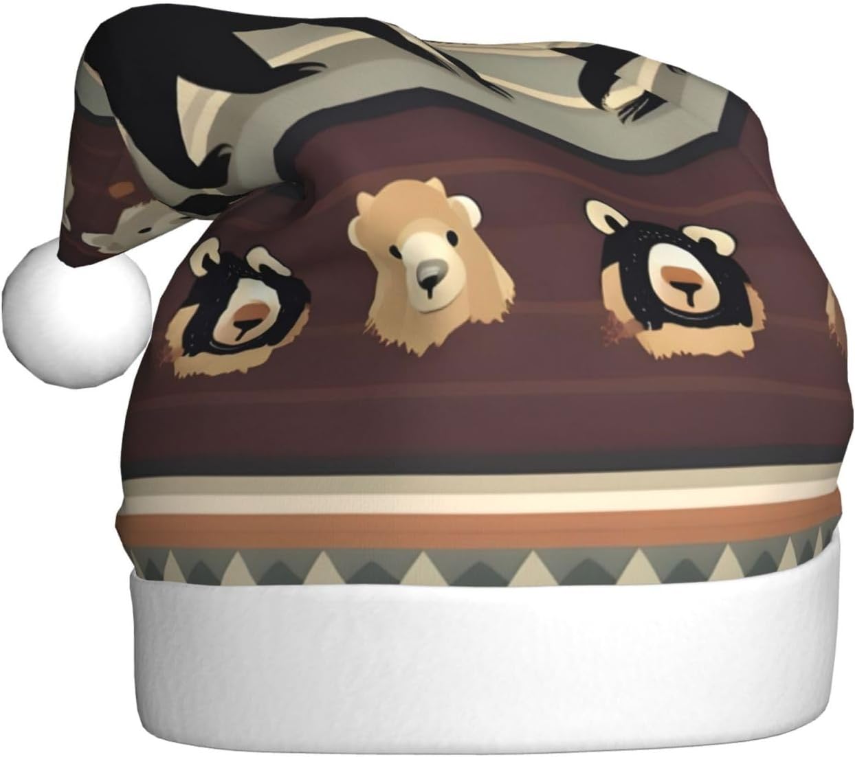 Personalized Santa Hat with Bear Print for Women