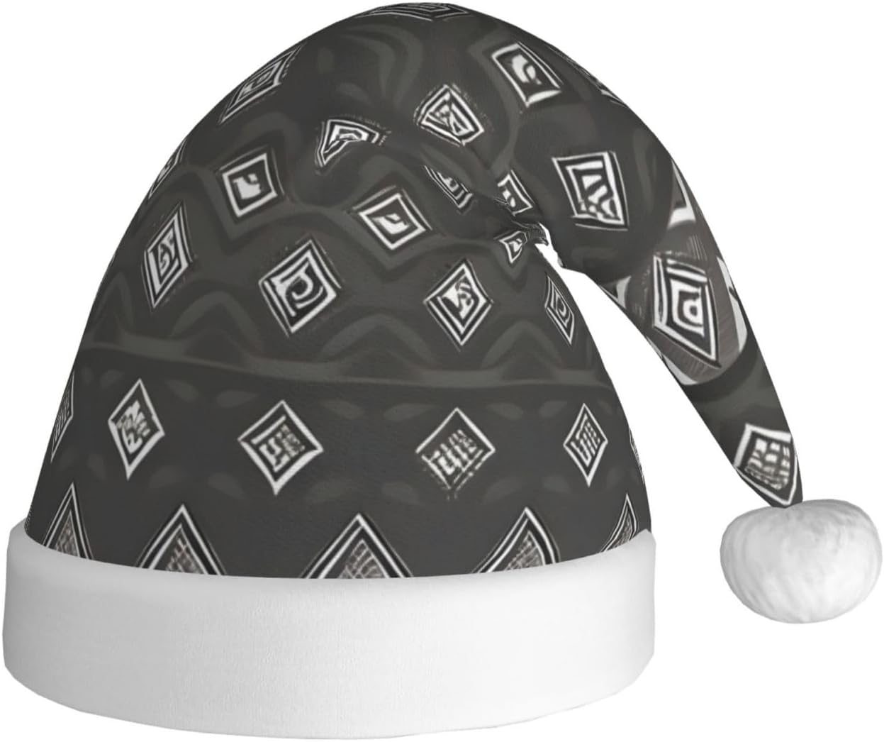 Classic Grey Tribal Santa Hat Set for Adults