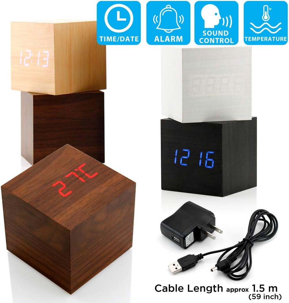 Gearonic Digital Alarm Clock with USB LED Light and Charger