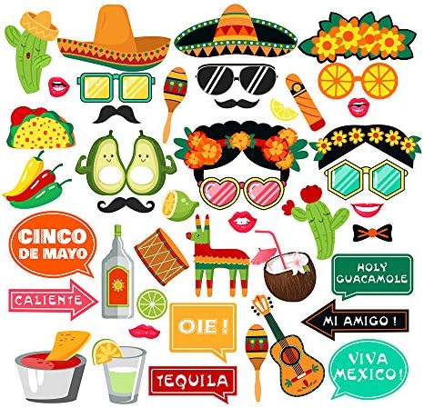 45Pcs Mexican Fiesta Photo Booth Props Kit