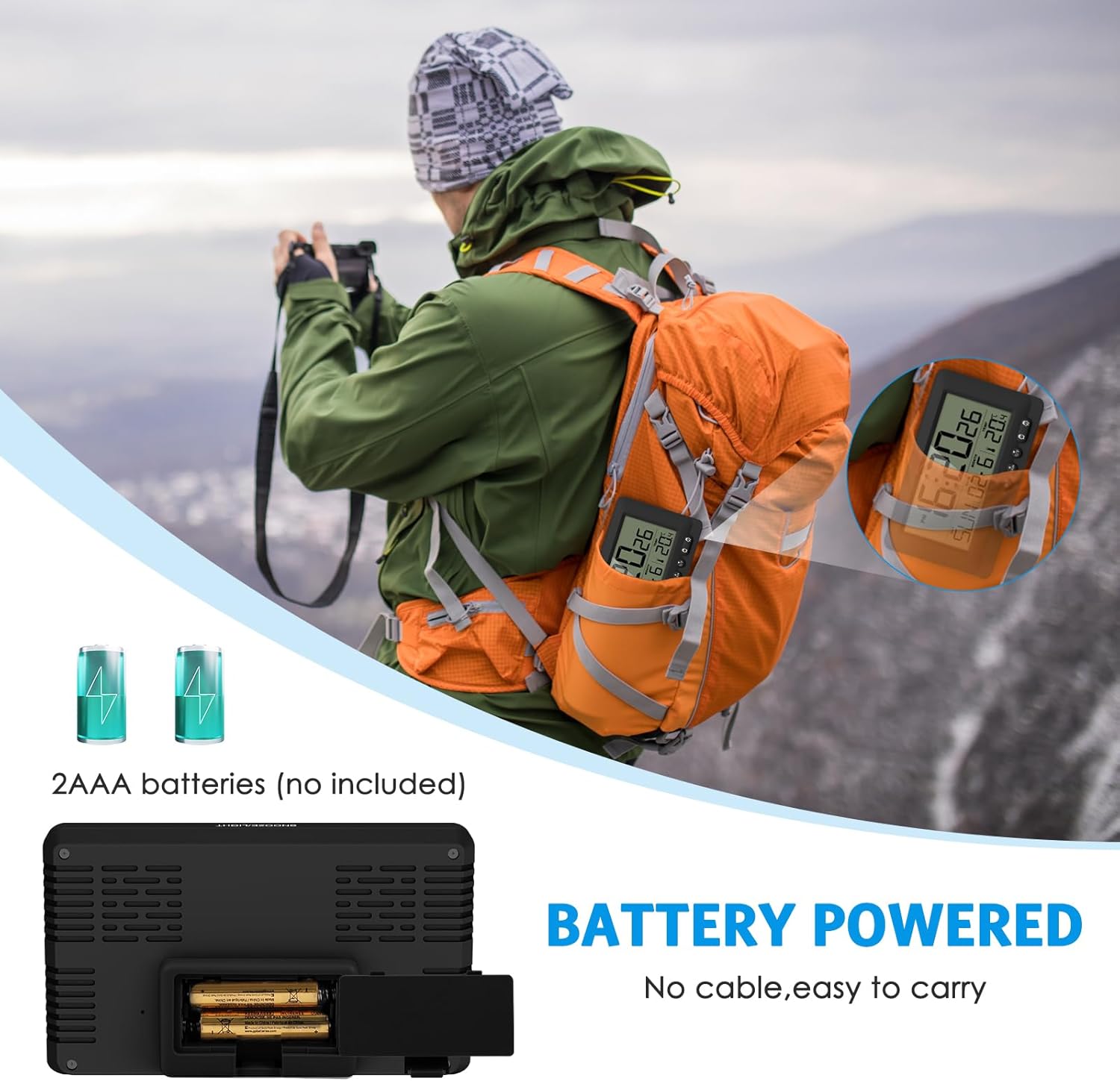 AMIR Travel Alarm Clock with LCD Display and Dual Alarms