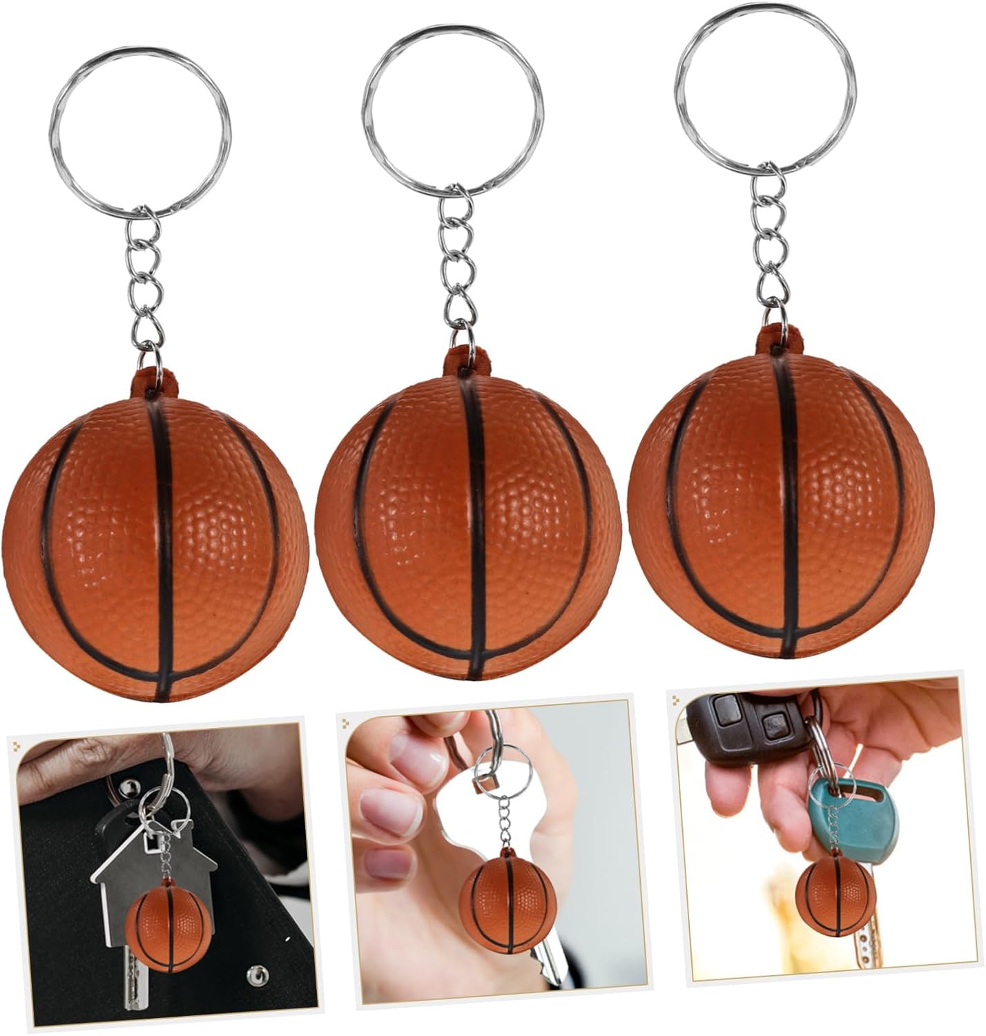 12Pcs Basketball PU Keychains for Backpacks and Bags