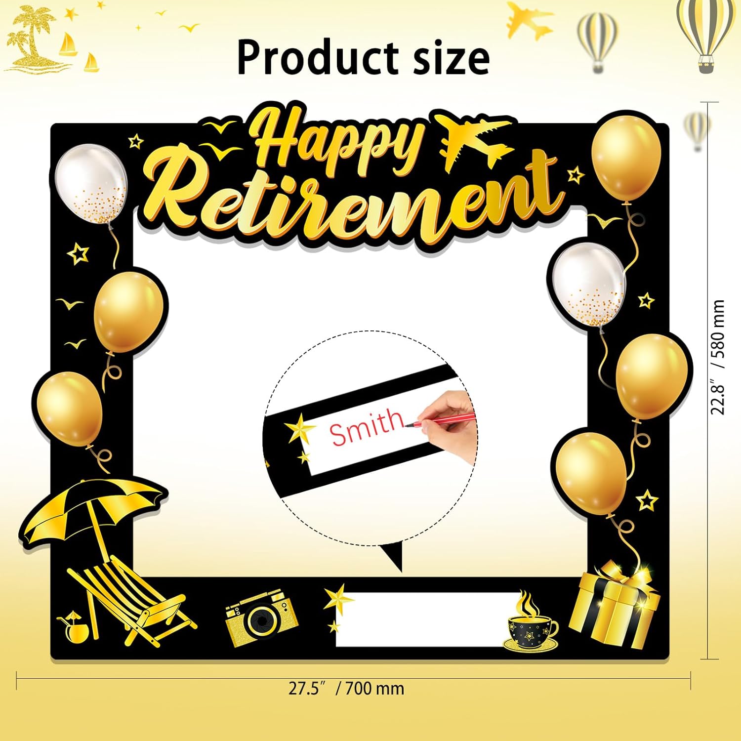 HOWAF Retirement Party Photo Booth Props Kit - 26pcs Selfie Props Frame