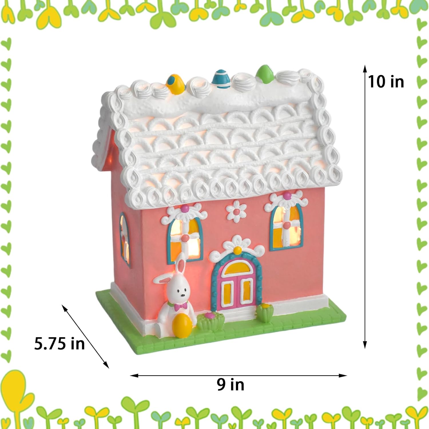 Easter Village Houses with LED Lights Indoor Decor