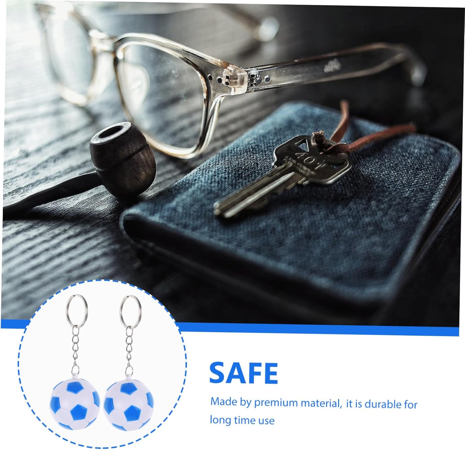 PRETYZOOM 2Pcs Blue Soccer Ball Keychains for Parties and Events