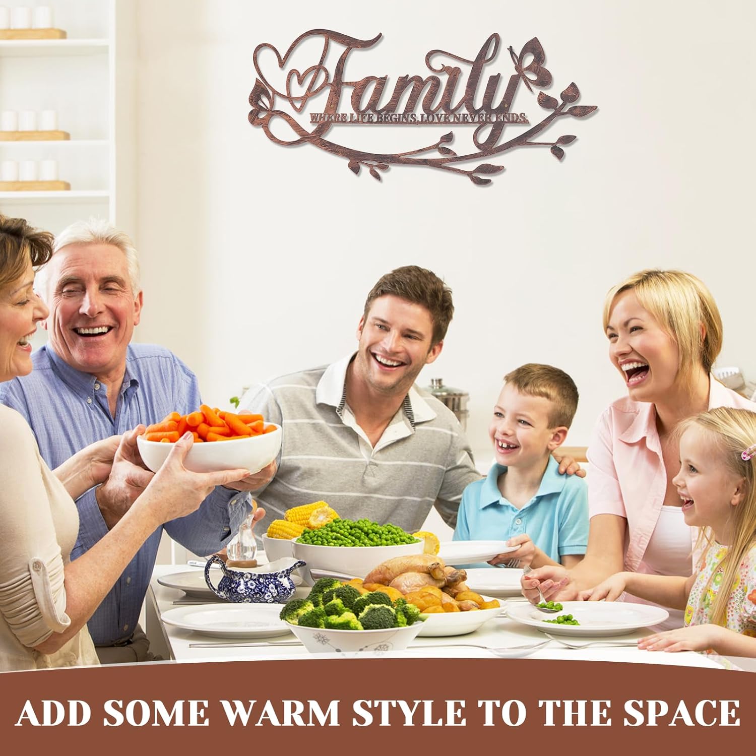 AUHOKY Family Love Wall Art Metal Sign Decor