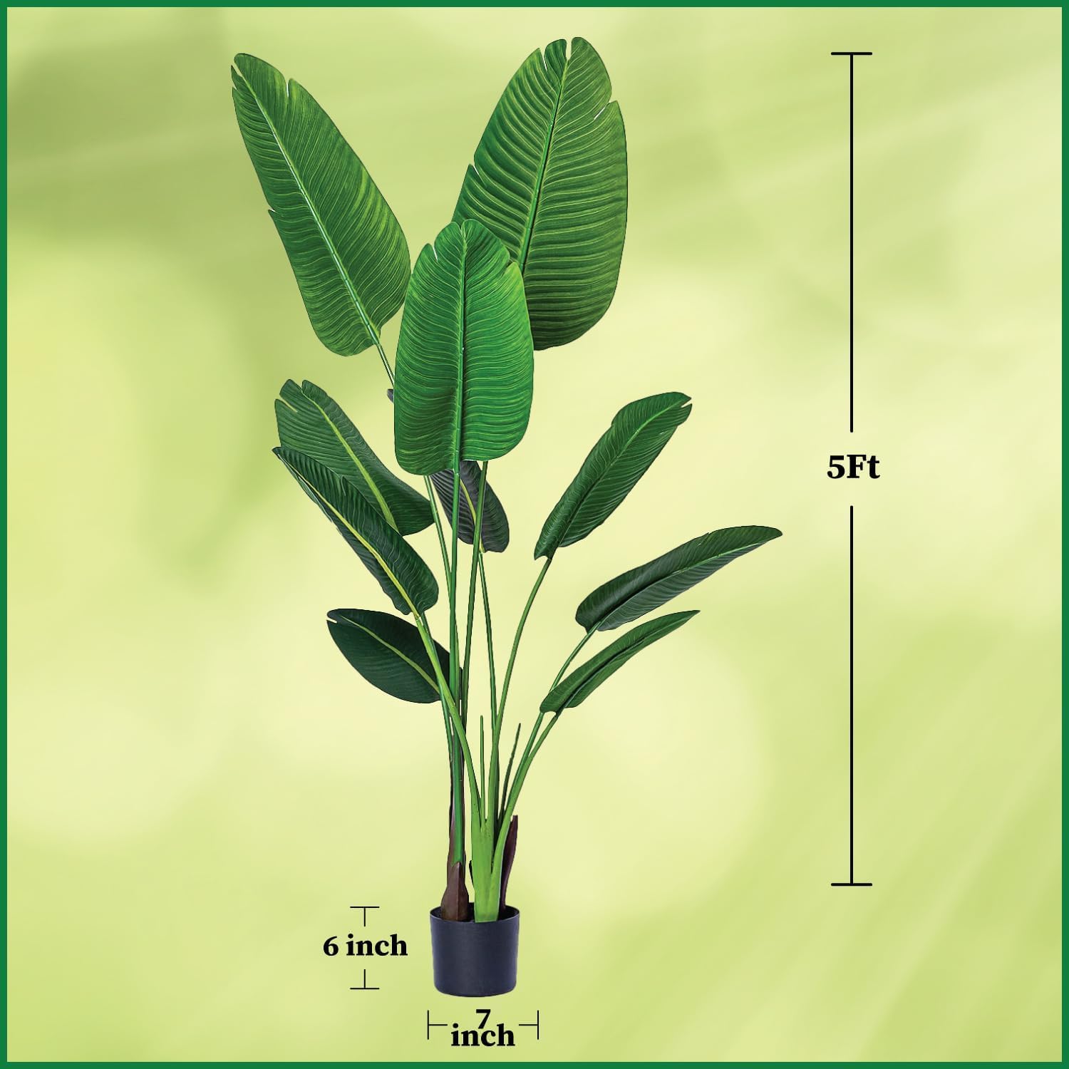 Bagari One 5 Foot Artificial Silk Bird of Paradise Tree Potted Plant