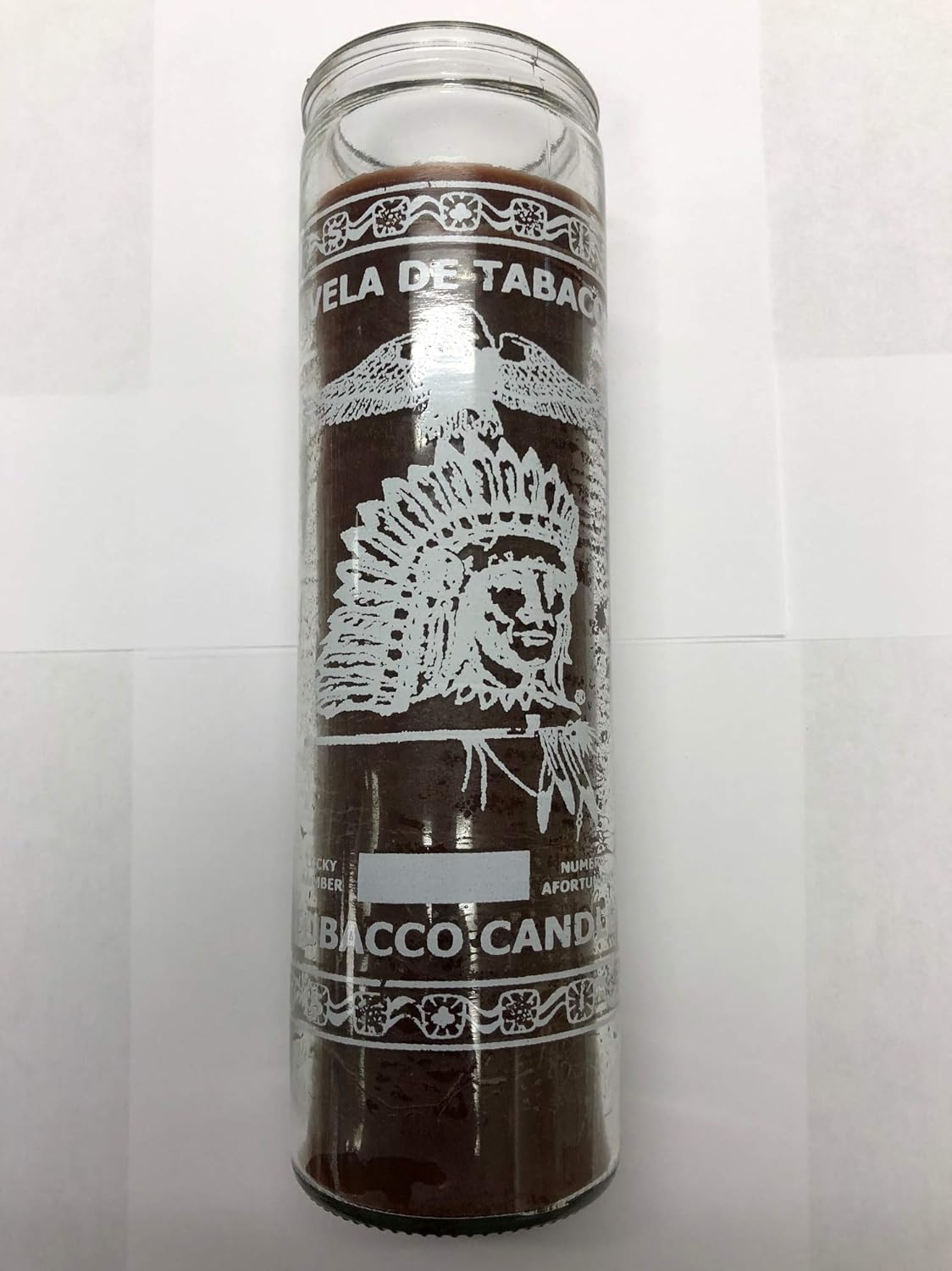 Indian Tobacco Scented Brown Pillar Candle in Glass 1