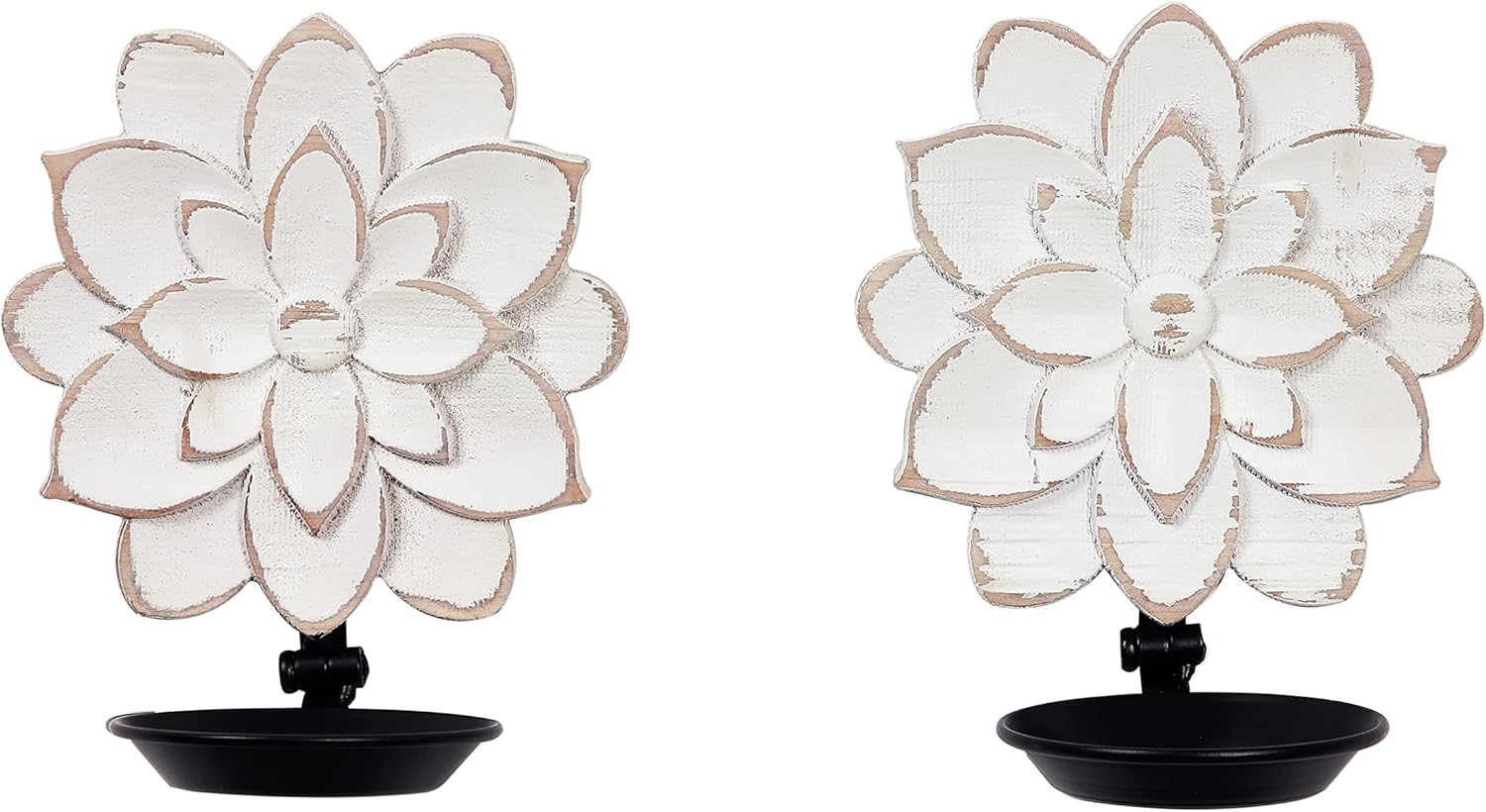 Farmhouse Candle Sconces Set of Two with Distressed Finish