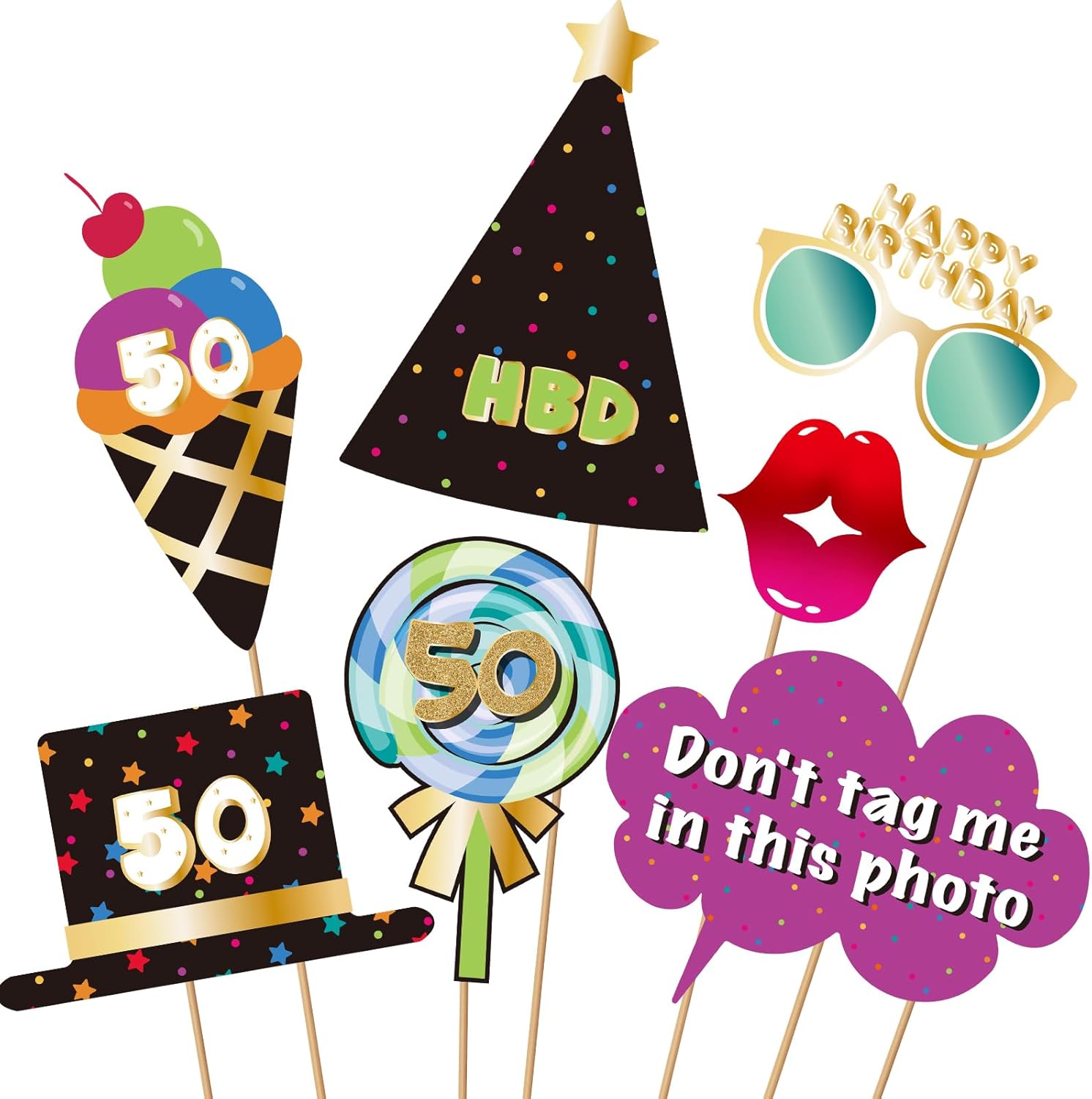 BRT Bearingshui 50th Birthday Photo Booth Props Kit