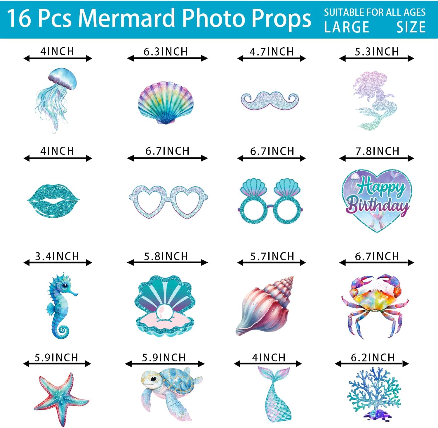 Under The Sea Party Decorations Photo Booth Props Mermaid Theme