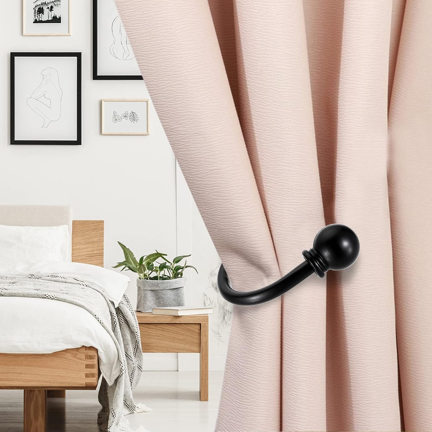 Sumnacon Set of 4 Decorative Curtain Holdbacks Black