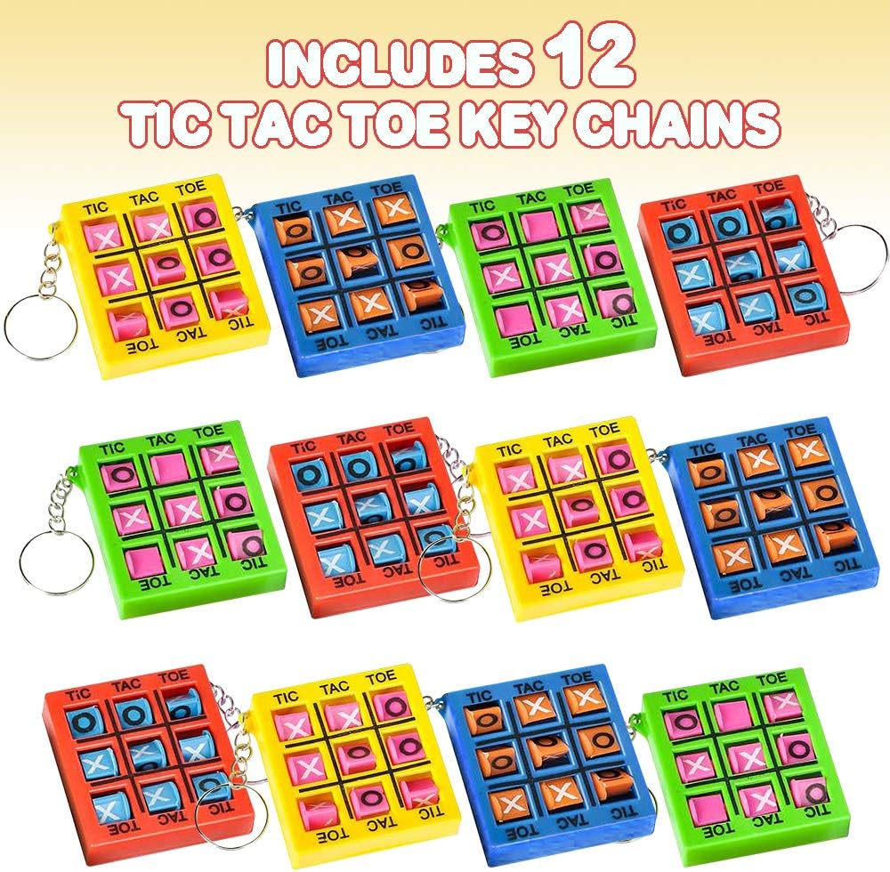 ArtCreativity 2 Inch Tic Tac Toe Keychains Set of 12