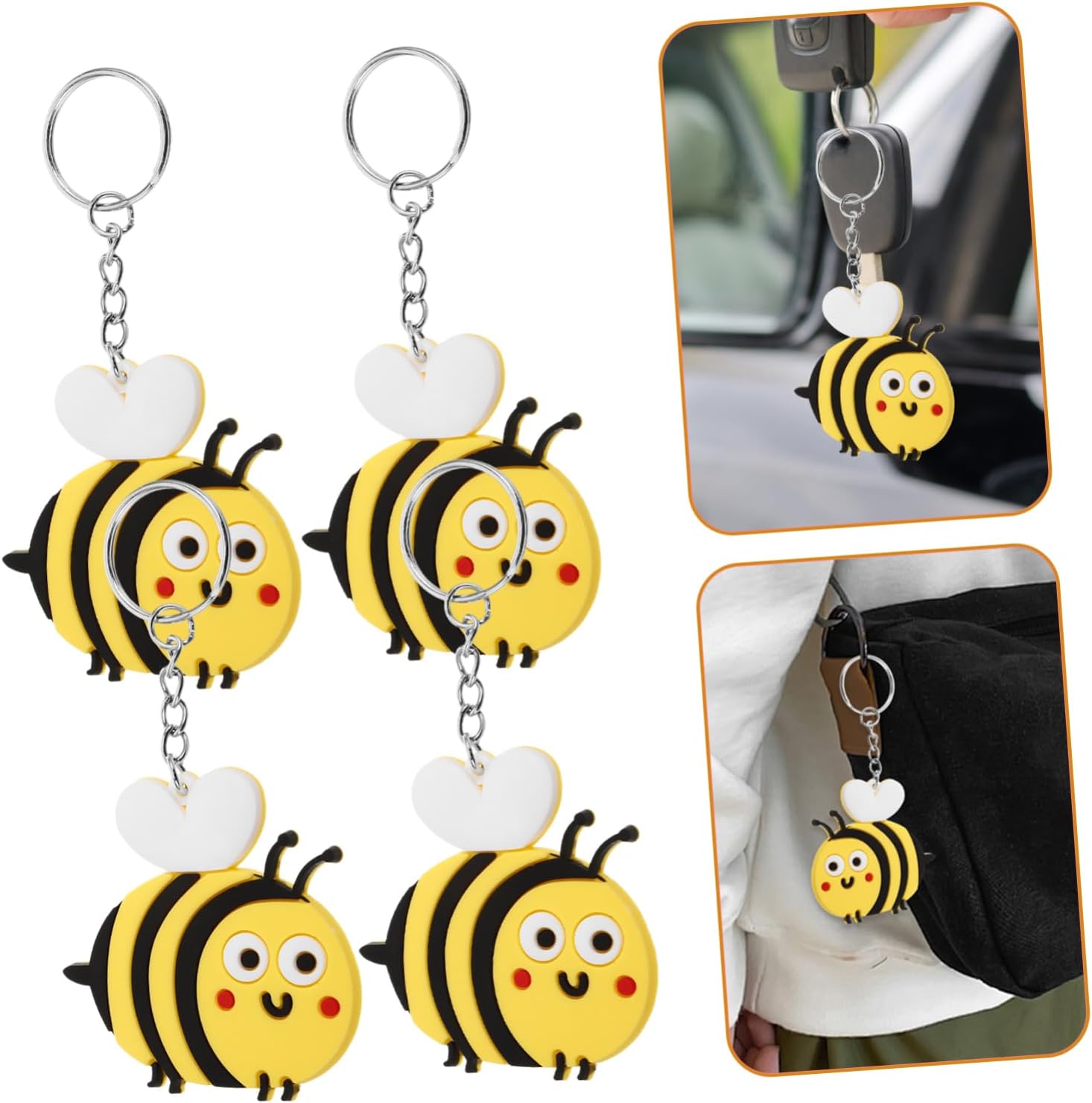 10pcs Cute Cartoon Bee Keychain for Bags and Backpacks