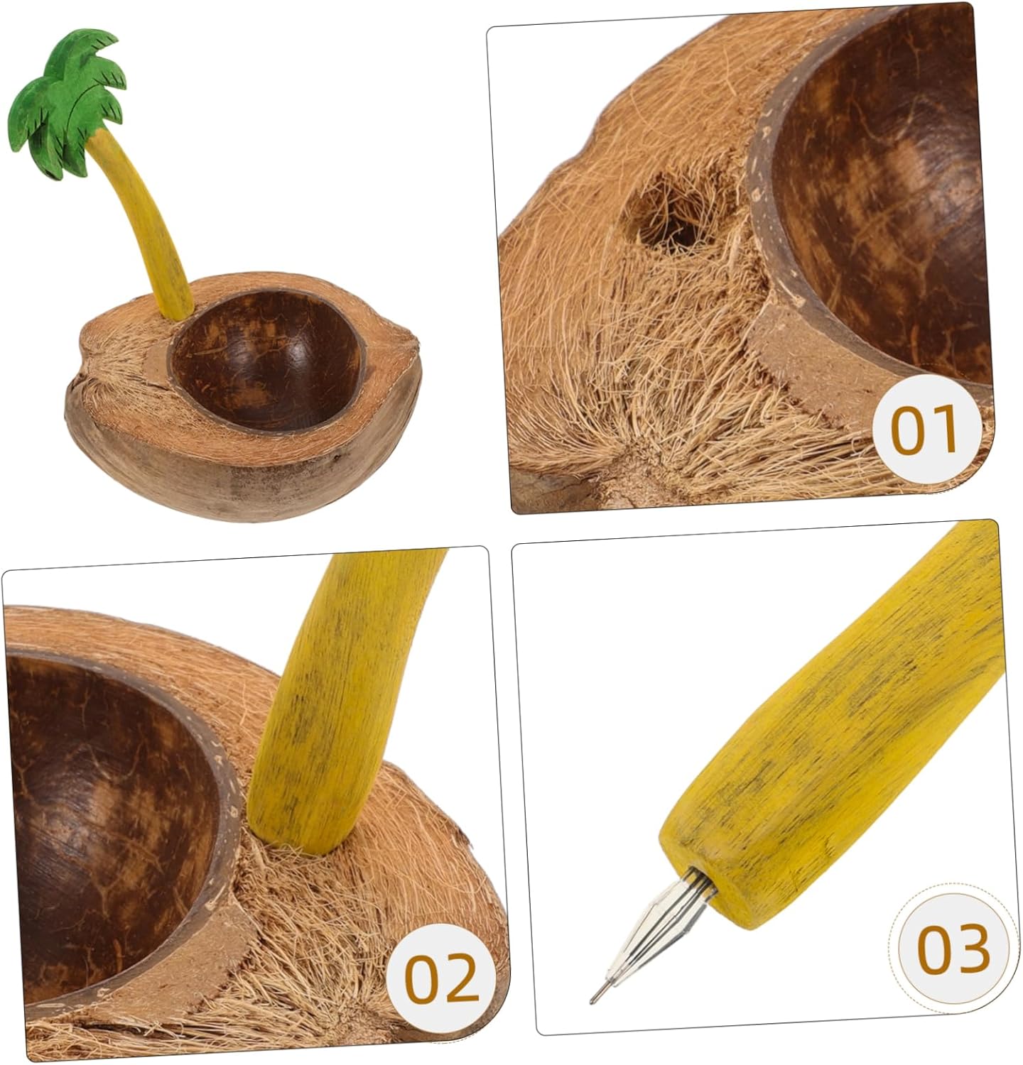 Coconut Shell Candle Holder for Taper and Pillar Candles
