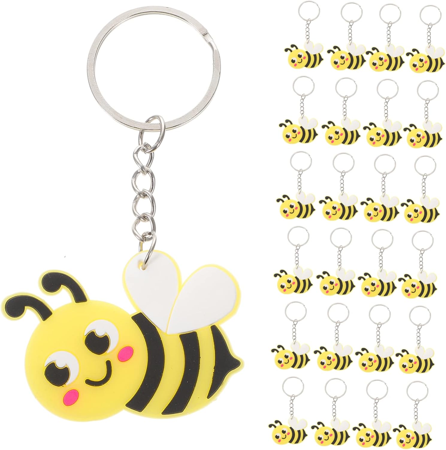 72 Pcs Cartoon Bee Metal Keychains Party Favors