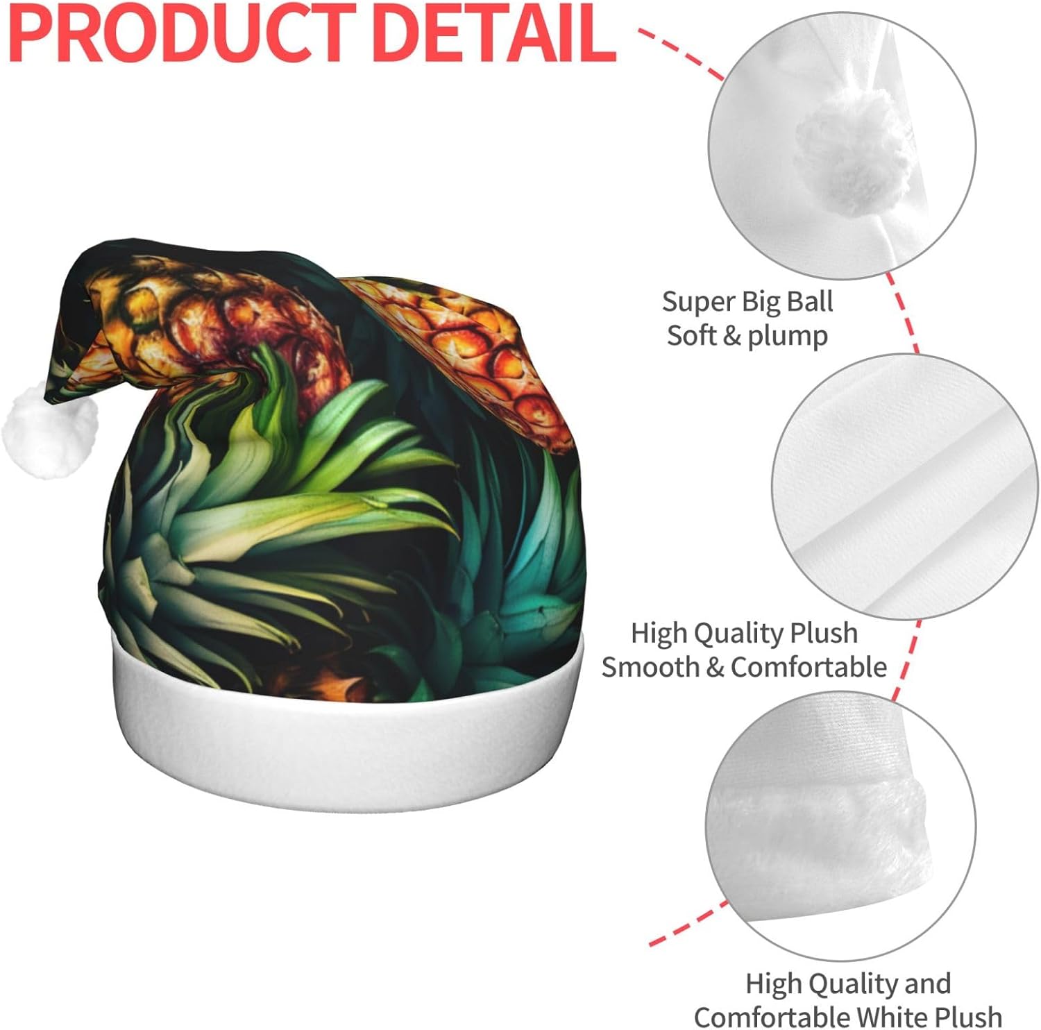 QINZHENG LED Pineapple Santa Christmas Hat for Adults