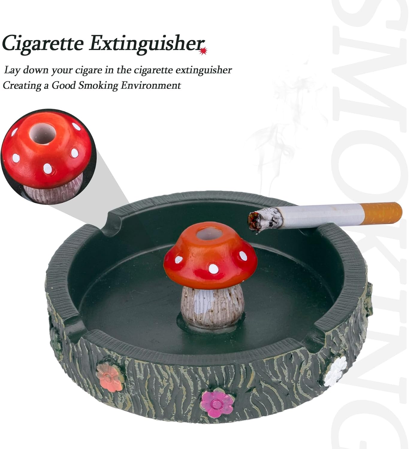 Cute Mushroom Resin Ashtray for Cigarettes Green Design