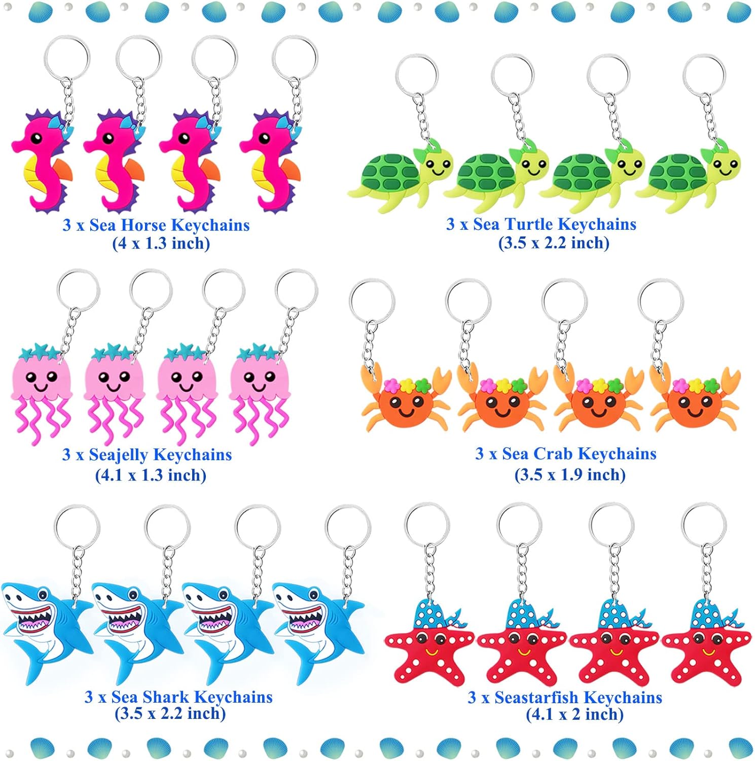 CiciBear 24 Pack Sea World Keychains for Parties