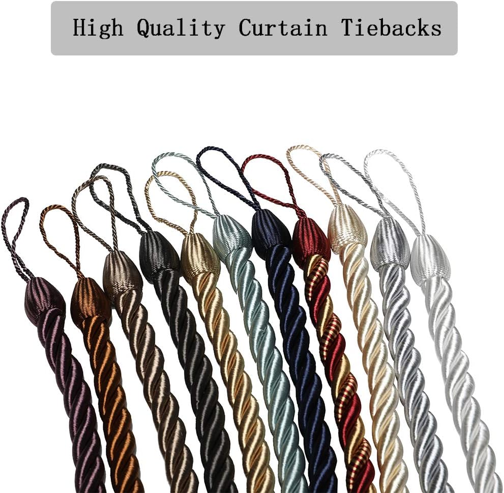 BEL AVENIR Curtain Ropes Tiebacks 2 Pack Charcoal