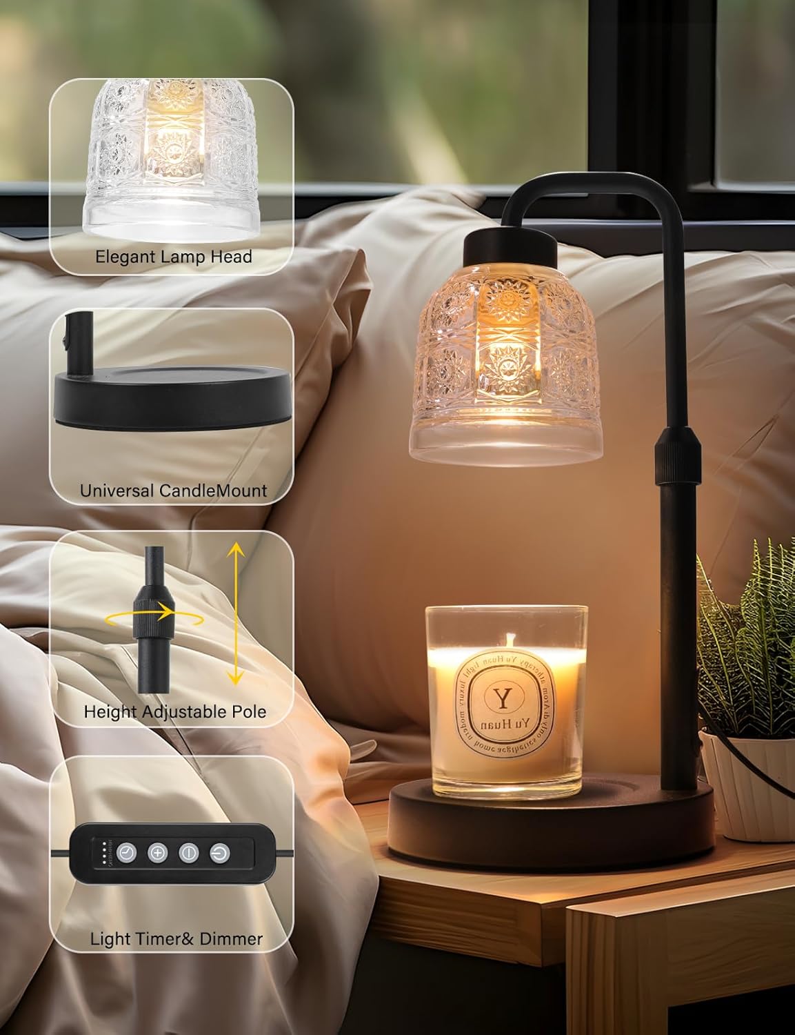 Yohonk Candle Warmer Lamp with Timer Dimmable