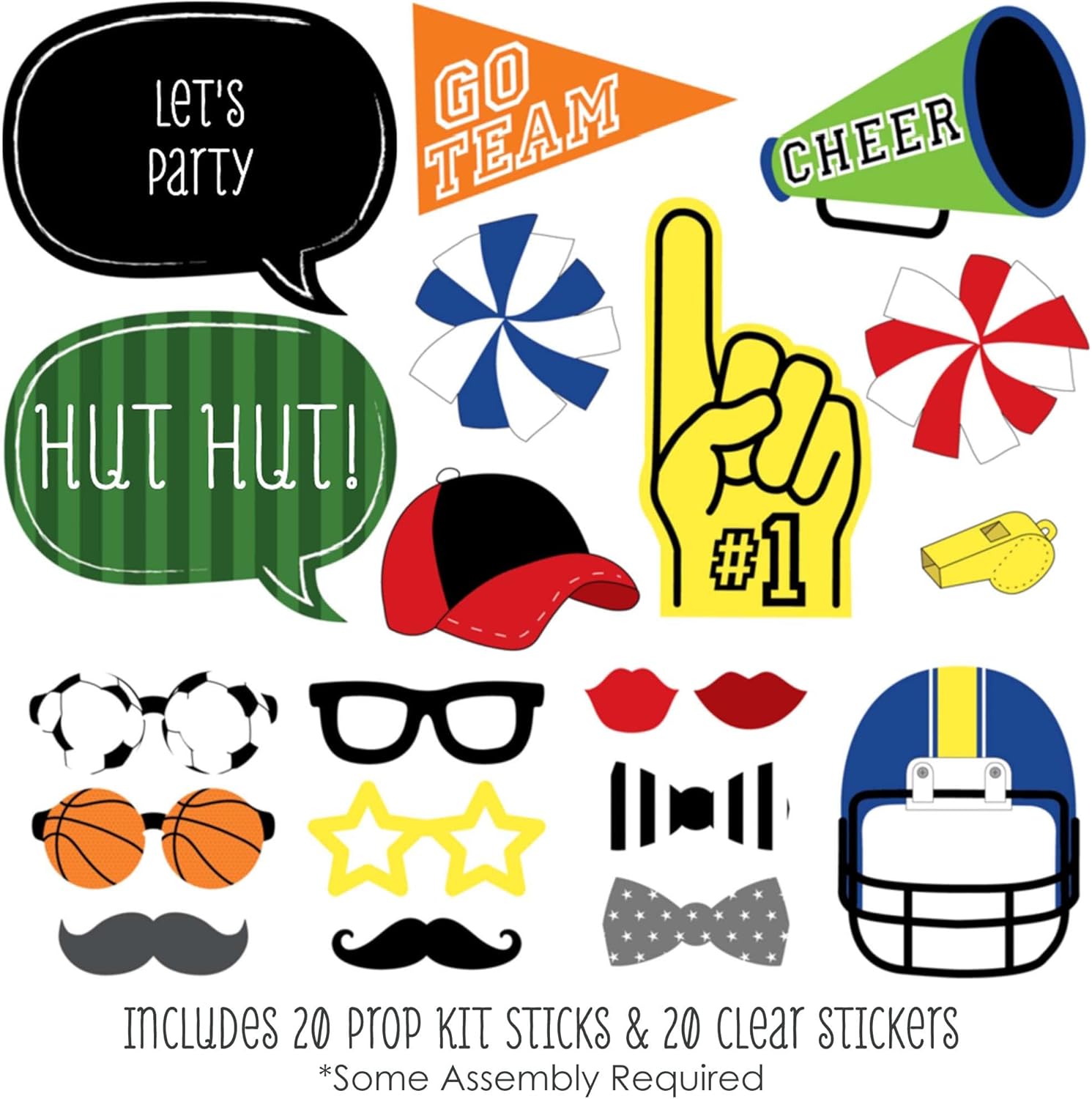 Big Dot of Happiness Sports Party Photo Booth Props Kit 20 Count