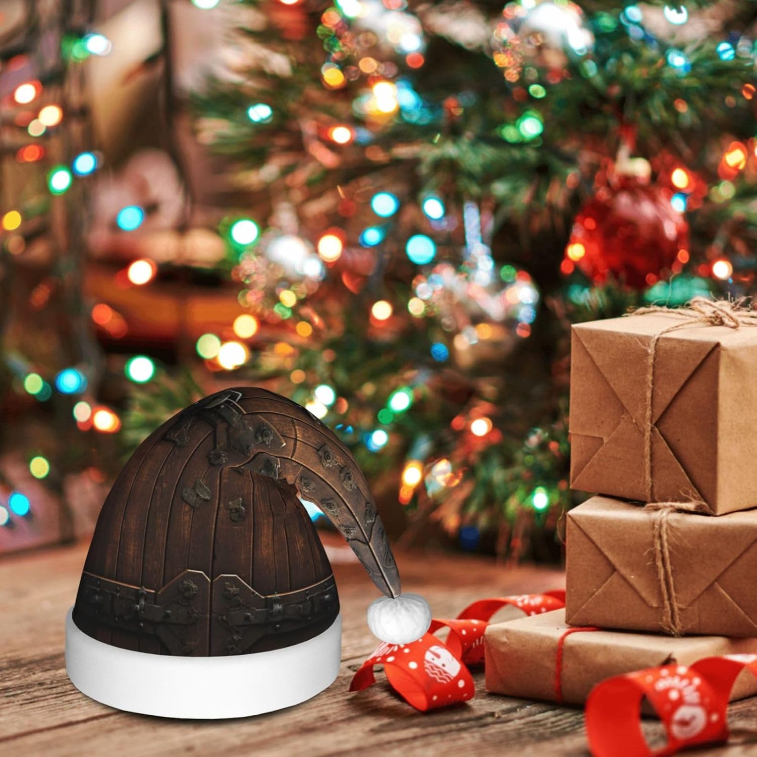 Rustic Style Plush Santa Christmas Hat for Adults
